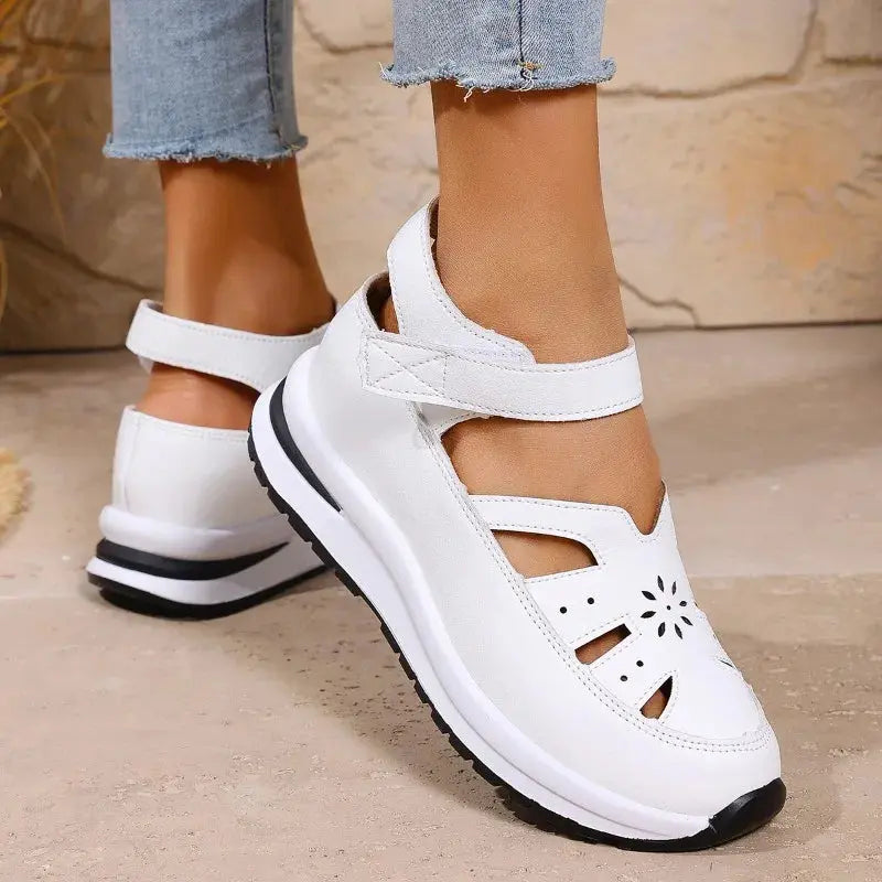 TrenLux Wear Women's PU Buckle Strap Closed Toe Wedge Office & Career Sandals TrenLux Wear