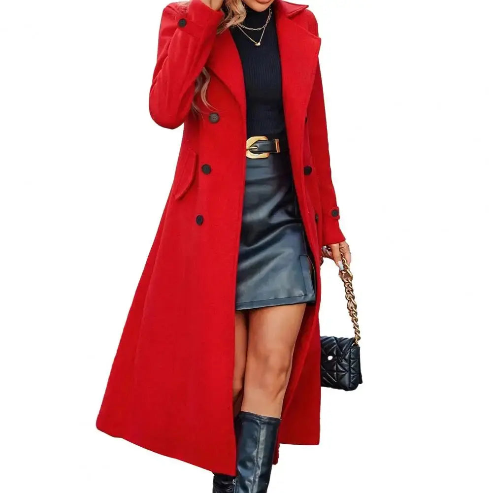TrenLux Wear Women's Long Double-Breasted Wool Peacoat — Classic Winter Overcoat, Sizes S–XL TrenLux Wear