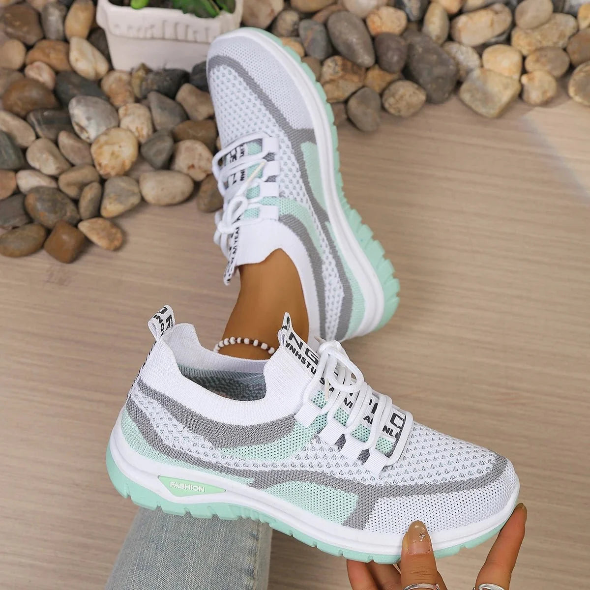 Women's Two-Tone Casual Sneakers | Lace-Up Fabric Low-Top Shoes | Summer 2026 - TrendLux Wear