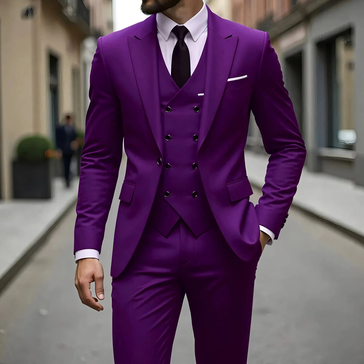 Men's Peak-Lapel Three-Piece Tuxedo Suit