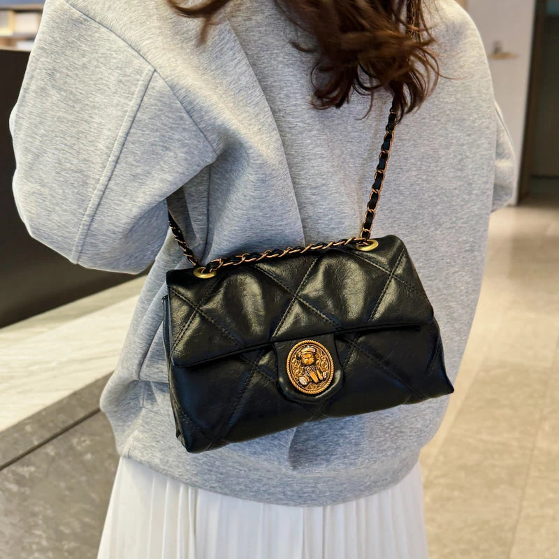 TrenLux Wear Women's Luxury Lingge Pattern Pure Leather Designer  Handbag TrenLux Wear
