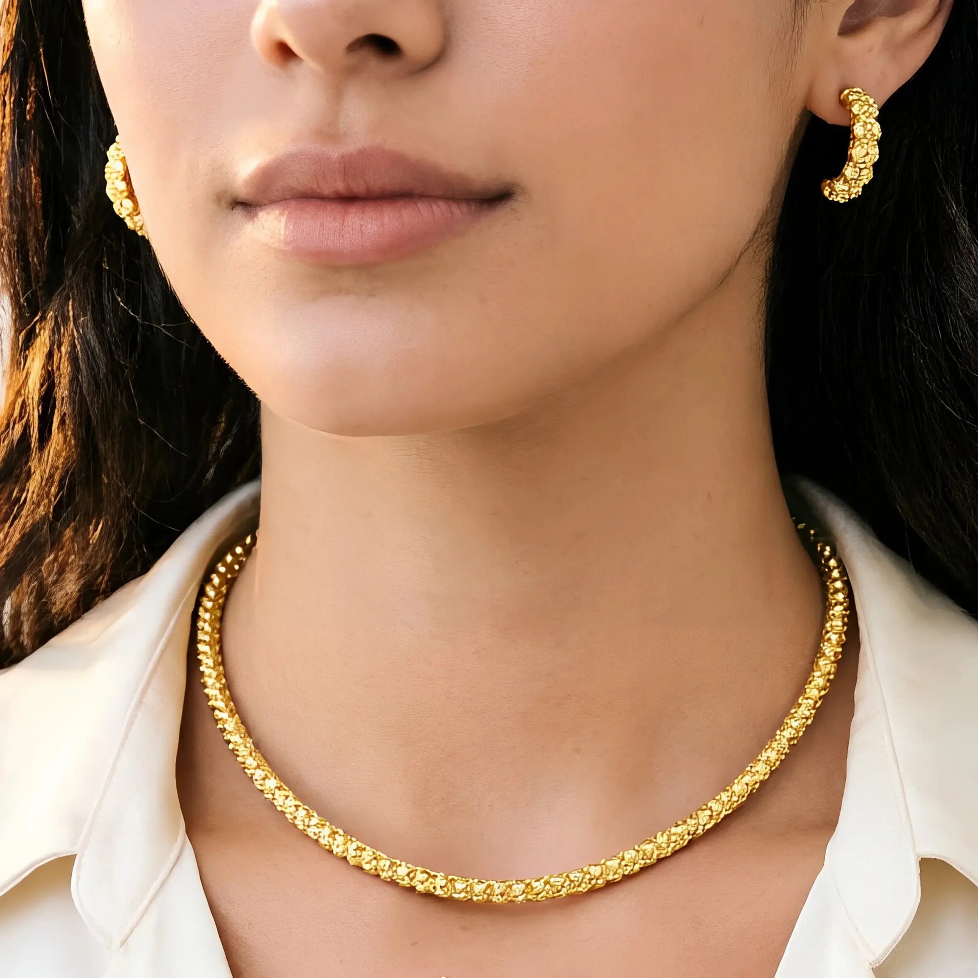Women's Gold Plated Charm Jewellery Set — Necklace, Bracelet, Ring & Earrings for Party & Wedding TrenLux Wear