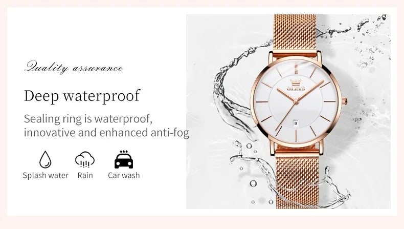 TrenLux Wear OLEVS Women's Rose Gold Luxury Stainless Steel Bracelet Quartz Gift Set TrenLux Wear