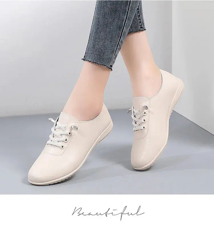 TrenLux Wear Women's Lace-Up Leather Loafers — Soft Moccasin Flat Shoes for Spring & Autumn TrenLux Wear