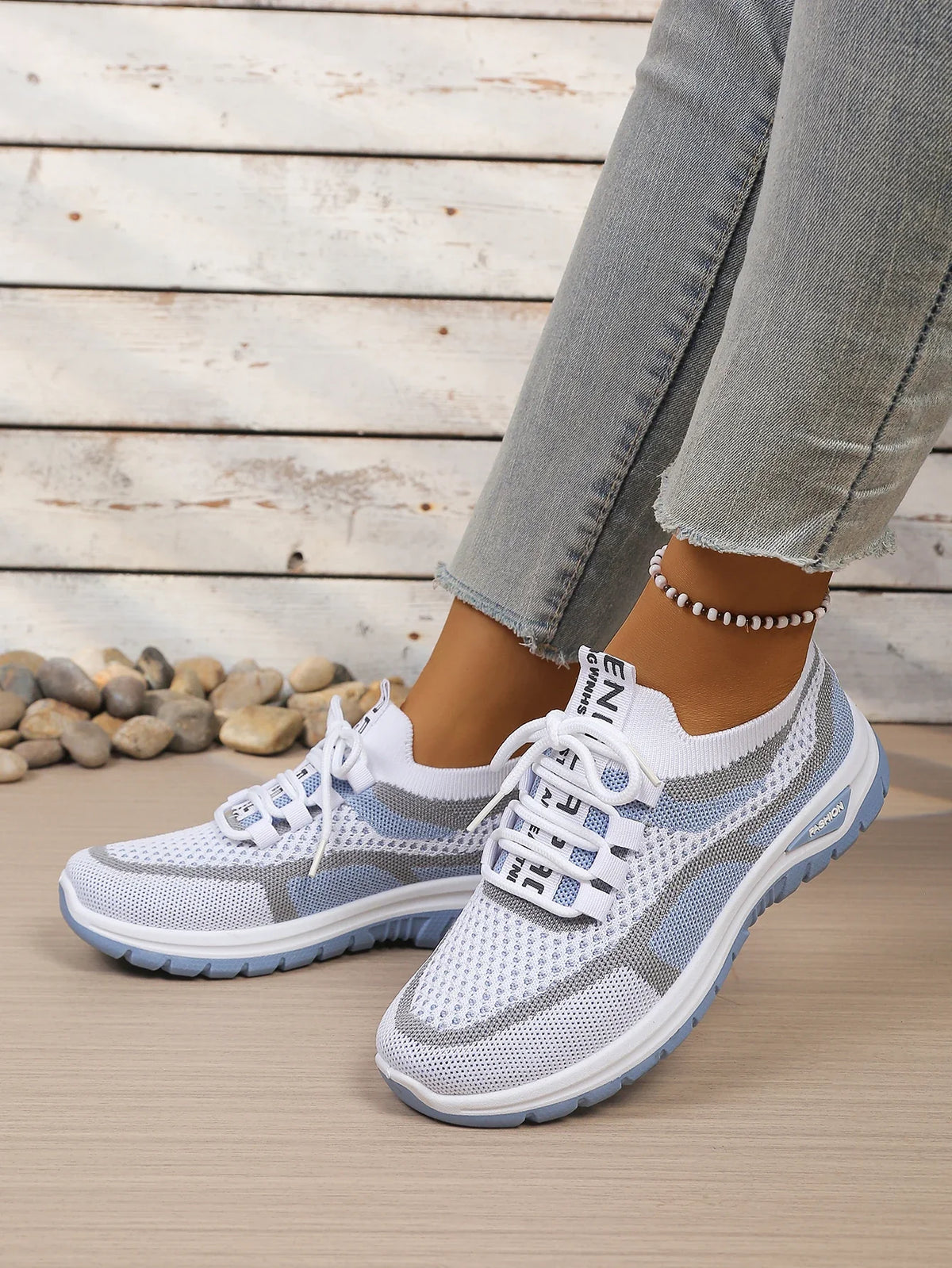 Women's Two-Tone Casual Sneakers | Lace-Up Fabric Low-Top Shoes | Summer 2026 - TrendLux Wear