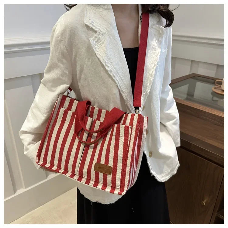 TrenLux Wear Women's Large Capacity Striped Shoulder Bag TrenLux Wear