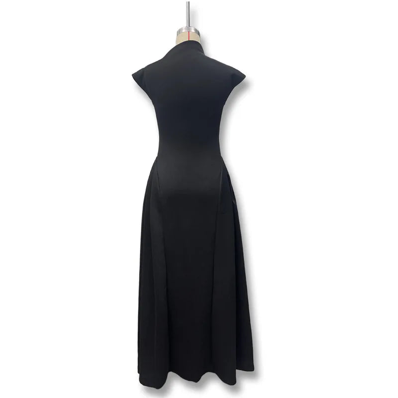 TrenLux Wear Women's Polyester Sleeveless Solid A-Line Prom & Party Dress