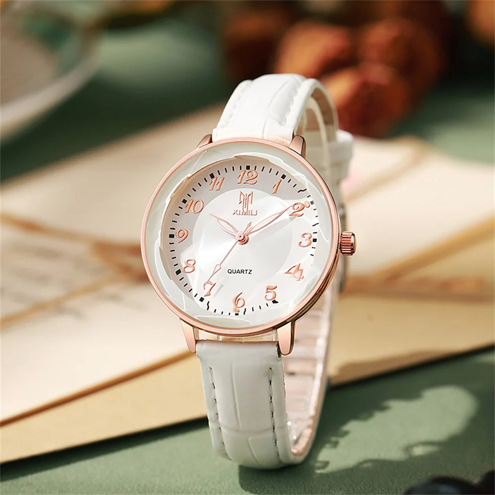 TrenLux Wear Women's Simple Casual Arabic Numeral Leather Strap Business Quartz Wristwatch TrenLux Wear