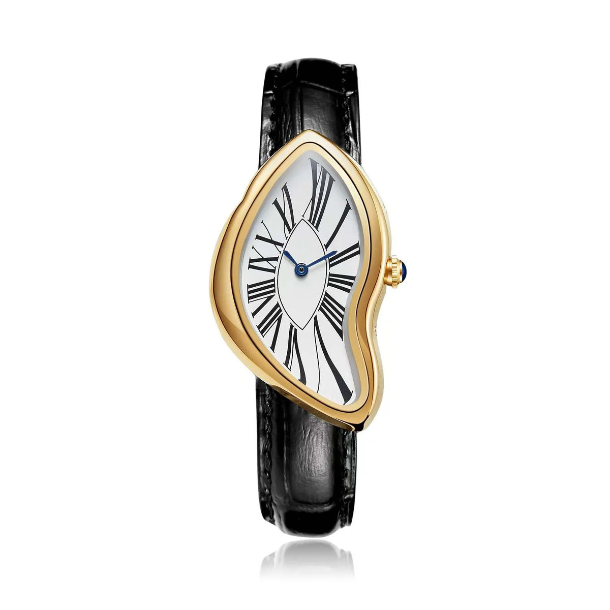 Women's Retro Y2K TrendLux Wear watch with irregular alloy case and leather strap, featuring a quartz movement.