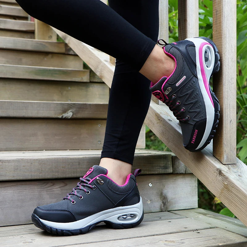 TrendLux Women's PU-EVA Breathable Platform Lace-Up Walking Sneakers