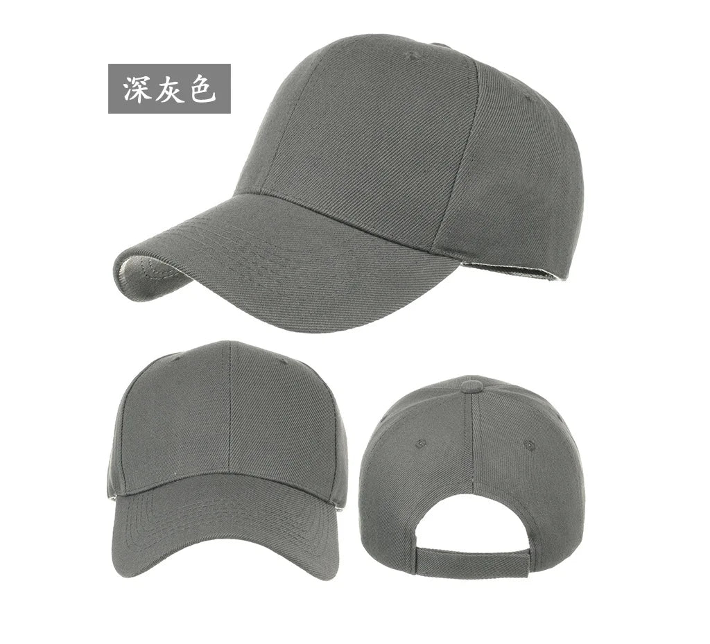 Unisex solid color baseball cap by TrendLux Wear featuring a 5-panel structured design in various colors.