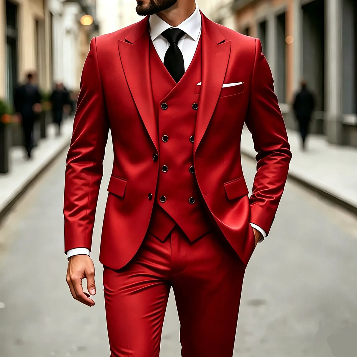 Men's Peak-Lapel Three-Piece Tuxedo Suit