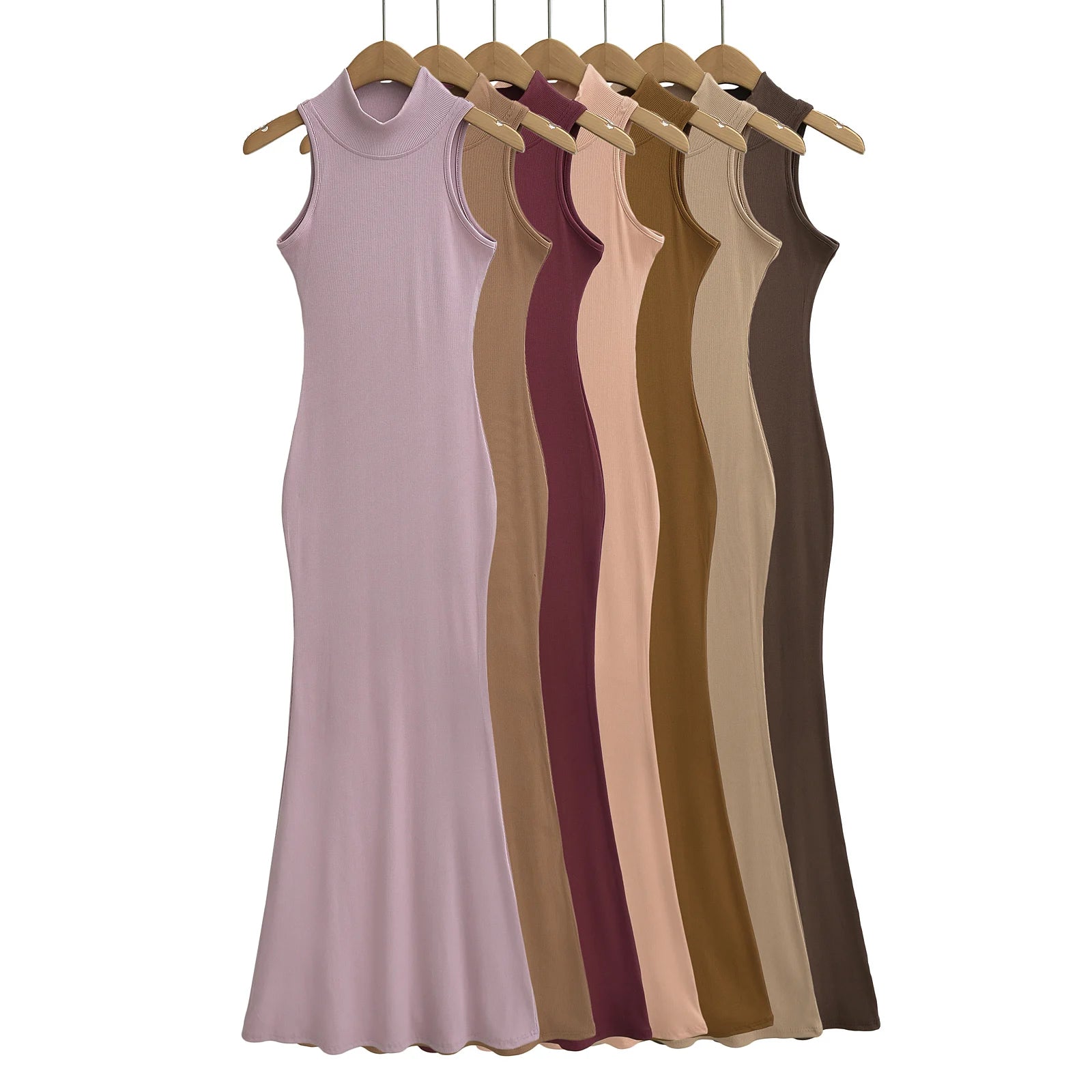 TrenLux Wear Women's Knit Turtleneck Bodycon Ankle-Length Maxi Dress The Glow Sanctuary