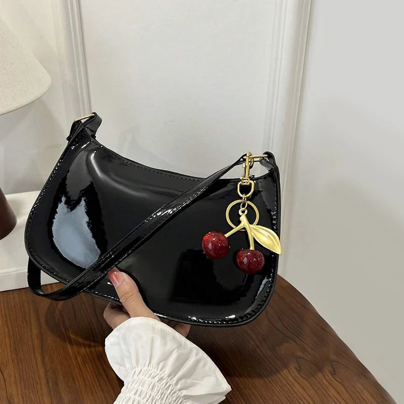 TrenLux Wear Women's Pure Leather Solid Colour Cherry Pendant  Bag TrenLux Wear