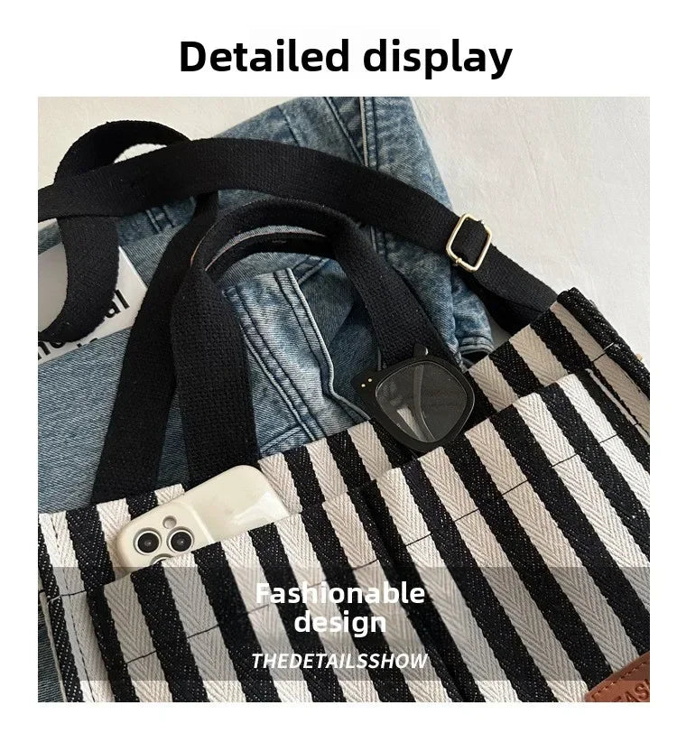 TrenLux Wear Women's Large Capacity Striped Shoulder Bag TrenLux Wear