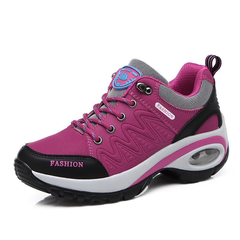 TrendLux Women's PU-EVA Breathable Platform Lace-Up Walking Sneakers
