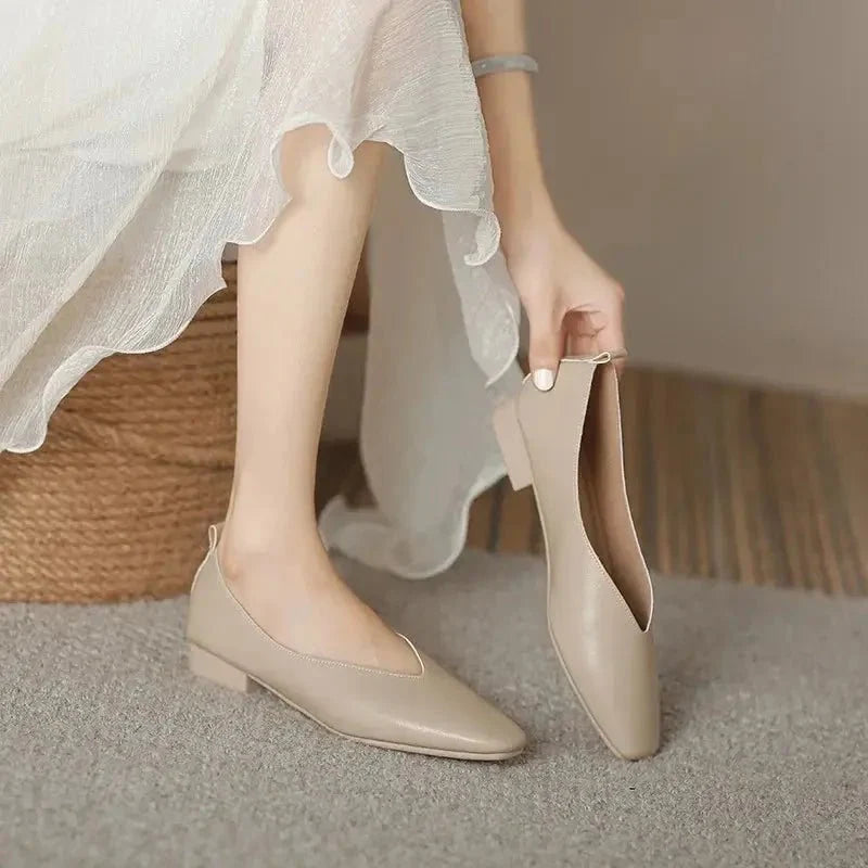 Women's round-toe leather loafer flats by TrendLux Wear, showcasing stylish shoes with smooth leather finish and comfortable fit.