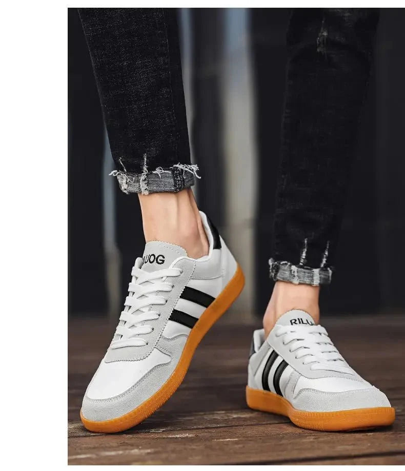 Men's TrendLux Wear thick-sole striped board sneakers with casual style, featuring a modern design and comfortable fit.