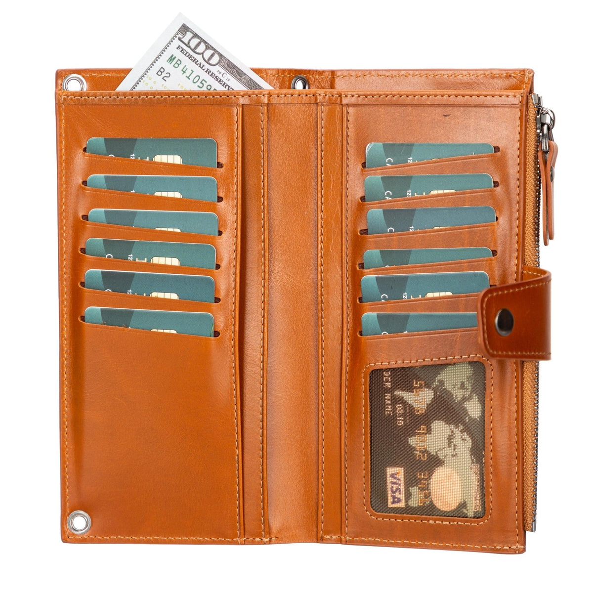 DC-TORONATA Kaycee Leather Women's Cell Phone Wallet with Strap, featuring a compact design and secure closure.